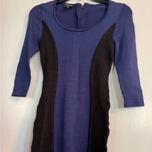 Bebe Bodcon Blue Black Stripe dress size smal